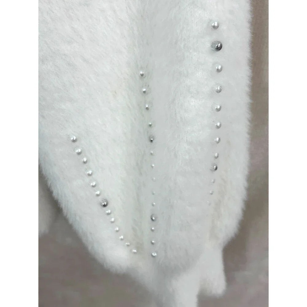 Philosophy Sweater Women’s Size XL Color Cream Pearls & Silver Balls Sleeves - Picture 4 of 12